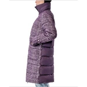 Bernardo Size XL Reversible Mix Media Puffer Coat Removable Funnel Collar Purple